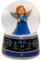 Schneekugel Engel blau mit Harfe Silber - Sockel mit Ornamenten - mit Spieluhr „Hark The Herald Angel Sing“ 140mm hoch - 20028