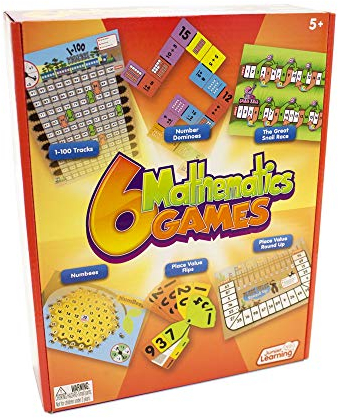 Junior Learning Math Games Set, 6 Educational Board Games & Dominoes