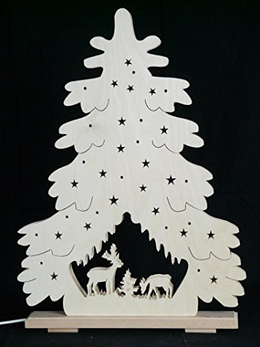 Rudolphs Schatzkiste Schwibbogen Tanne mit Waldtieren und Beleuchtung BxHxT 36x43x7cm NEU Lichterbogen Fensterbogen Spitzbogen Erzgebirge Seiffen Weihnachten Licht Holz Dekoration Beleuchtung