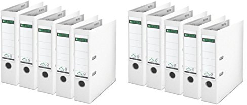 10er Sparpack Leitz 10105001 Plastik Qualitäts-Ordner 180° (mit Schlitzen, A4, breit)