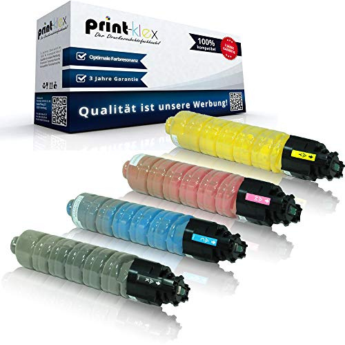 4X Print-Klex Tonerkartuschen kompatibel für Rico Aficio SP C431dn-hs Color Hotspot Aficio SP C431dnht 821074 821075 821076 821077 Schwarz Blau Rot Gelb - Easy Line Serie