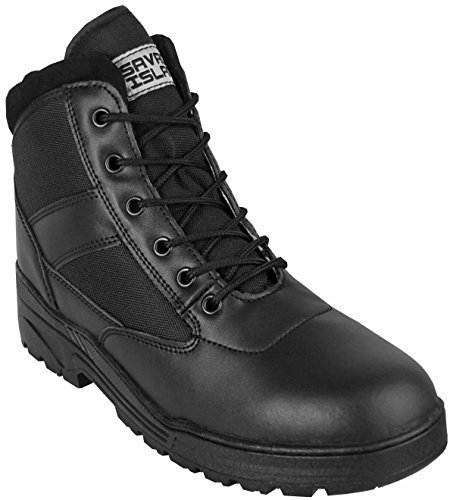 Savage Island Leather Combat Mid Height Boots Cadet Army Patrol Security Military, 11 UK, Black