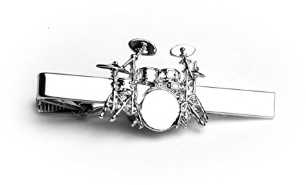 Silver Drum Kit Tie Slide Clip Pin With Gift Box