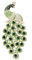 EVER FAITH Cristal Autrichien Élégant Animal Paon Plume Pendentif Broche Vert Ton d'or