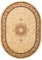 Carpeto Teppich Oval Orientteppich Creme 70 x 140 cm Medaillon Konturenschnitt Muster Iskander Kollektion
