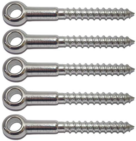 Ringe mit Gewinde aus Holz (5 Stück) Edelstahl 316 – A4, Länge 50 mm – 6 mm