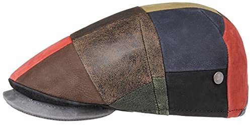 LIERYS Capri Bic Leder Flatcap - Patchwork-Design - Exquisite Ledercap - Made in Italy - Herren - Alle Jahreszeiten bunt 58 cm