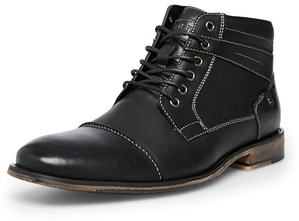 Steve Madden Herren Notizbuch Springerstiefel, Schwarz Leder, 48 EU