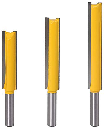 3Pcs 8 mm vástago Hoja extra largo recto Fresa Bit Madera Edición Cutter Set, Brocas rectas de flauta doble 8 * 1/2 * 50, 8 * 1/2 * 63, 8 * 1/2 * 76