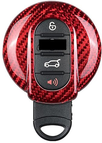 M.JVisun Véritable Fibre de Carbone Porte-clés Couverture de Clé de Voiture pour BMW Mini Cooper S JCW F54 Clubman F55 Hardtop F56 Hatchback F57 Covertible Cabrio F60 Countryman Protecteur - Rouge