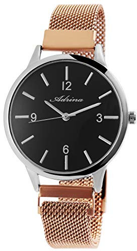 Adrina Damen-Uhr Meshband Edelstahl Magnetverschluß Quarz Analog 1300023