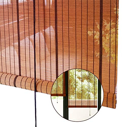 Pergola Windows Door Bamboo Roller Blinds, Khaki Exterior Japanese-style Blinds with Hook, 50cm/70cm/90cm/110cm/130cm Wide (Size : 110×230cm/43.3×90.6in)