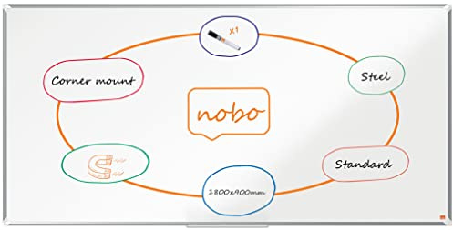 Nobo Premium Plus Magnetisches Whiteboard aus Stahl - 1800 x 900 mm, Aluminiumrahmen, EU Ecolabel zertifiziert, 1915160