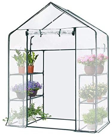Serre de Jardin, Serres Potager avec bâche en PVC Fermeture à glissièr Housse De Serre pour l'usage extérieur intérieur de Jardin,Transparent