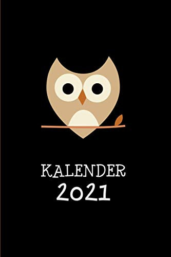 Eulen Kalender 2021: Schöner Eulen Jahreskalender bzw Jahresplaner für 2021. Softcover mit 130 Seiten mit Ferien und Feiertagen
