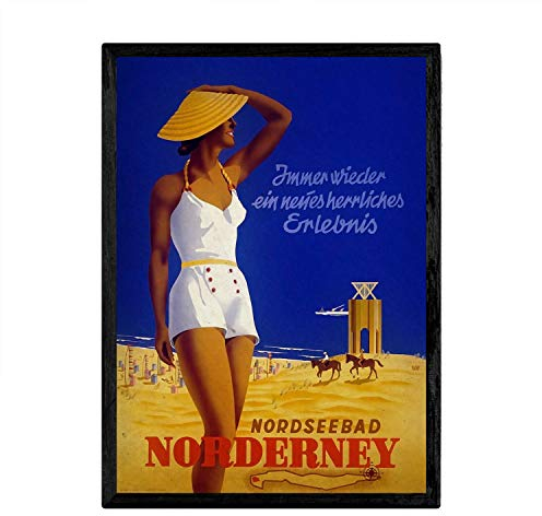 Nacnic Vintage Poster Norderney. Blätter für Interieur mit klassischen und antiken Werbebildern zu dekorieren. Gemälde Retro-Dekor. A3