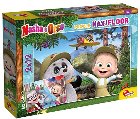 Liscianigiochi Giochi 86122 Liscianigiochi-Masha Maxifloor 2 x 12 piéces Pour Enfants-86122 Puzzle für Kinder, Mehrfarbig
