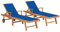 vidaXL 2X Madera Maciza de Teca Tumbonas con Cojín Hamaca Playa Piscina Cama Patio Terraza Balcón Jardín Cómodo Acolchado Relajante Azul Royal