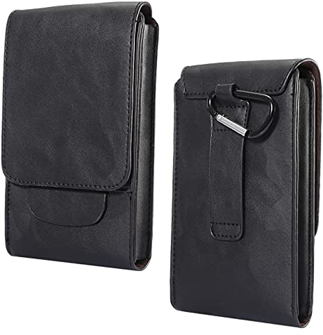 Leder Handy Gürteltasche Kleine Schwarz, Universal Praktische Multifunktional Hüfttasche Handy Tasche Camping Wandern Bauchtasche Handy Gürtel Holster Tasche mit Karabinerhaken und Gürtelschlaufe