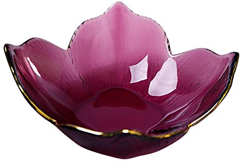 JUNYFFF Phnom Penh Glass Salad Bowl, Large Clear Fruit Bowl Restaurant Serving Bowls Dessert Bowl Household Glassware Great for Salad, Cereal, Pasta, Snacks, Desserts,Purple