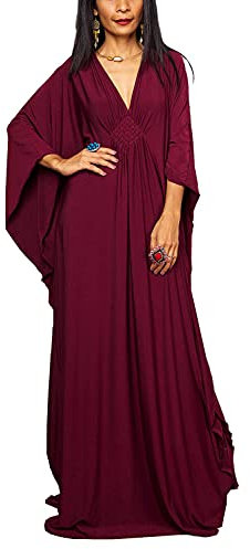 YOUKD Robe Longue Caftan Longue Couleur Unie pour Femmes, Plus la Taille Homewear Bikini Beach Peignoirs