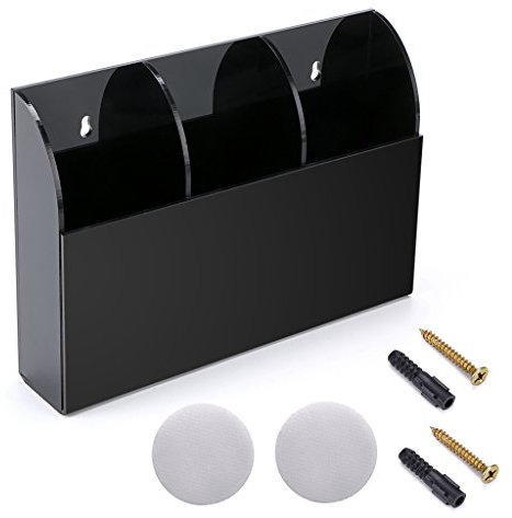 SUMTree Support de télécommande port-crayons mural organisateur de bureau en acrylique 3 compartiments(noir)
