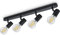 KYOTECH Deckenlampe E27 Deckenstrahler 4 Flammig 350° Schwenkbar Max. 60W Vintage Deckenleuchte E27 Spotleuchte Drehbar Schwarz Deckenspots für Wohnzimmer, Schlafzimmer Ohne Leuchtmitte