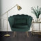 Scalloped Velvet Shell Chair with Gold Feet - Cosy Small Armchair, Occasional Chair for Bedroom, Accent Chairs for Living Room, Arm Chairs for Living Room - Bottle Green DAISY