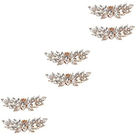 LALAFINA 3 Paar Clipschnalle Schön Für Dekor Dekorativer Kristall Braut Strass Blatt Dekoration Goldene Verzierung Abschlussball Schuh Glänzendes Zubehör Handwerk Party Charms