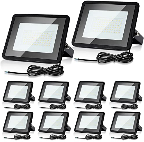 Cecaylie Projecteur LED Exterieur 30W 3000K Blanc Chaud 2550LM, 10 Pack Spot LED Extérieur IP66 Imperméable, Eclairage Exterieur, Lampe Exterieur pour Terrasse Garage Jardin