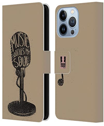 Head Case Designs Microfono all About Music Custodia Portafoglio in Pelle Compatibile con Apple iPhone 13 PRO