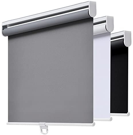 AOSKY Rollo ohne Schnur, Verdunkelungsrollo für Fenster, Raumverdunkelung, mit Federsystem, UV-Schutz, Fenstersichtschutz, Türrollo für Zuhause, Büro (73,7 cm B x 182,9 cm H, Grau)