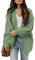Jhsnjnr Womens Casual Open Front Cardigan Sweaters Oversized Long Sleeve Chunky Knit Outwear Green