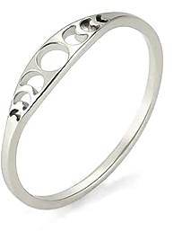 Amaxer Mondphase Ring für Frauen Edelstahl Halbmond Mondphase Hexe Amulett Schmuck Fingerring für (Silber, 8)