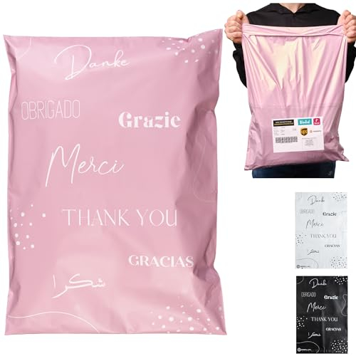 EMBALLAX - 20 Versandtaschen MIT TASCHE FÜR VERSANDETIKETT - XXL 60x45cm - WIDERSTANDSFÄHIG/WASSERDICHT - Versandtüten für Kleidung - Warensendung Umschlag für Kartons - Versandbeutel - Danke