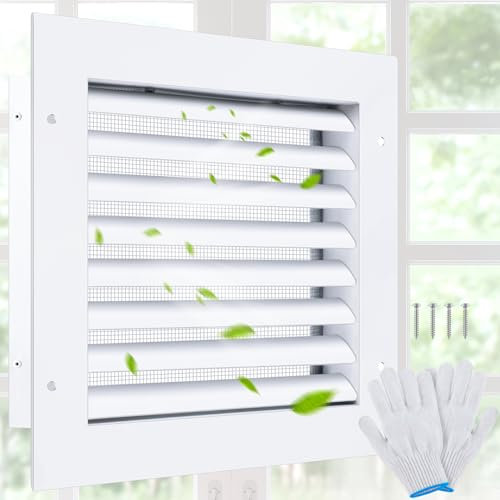 Hicarer 8 x 8 White Aluminum Gable Vent with Screen, Alloy Wall Vents Attic Ventilation Grille, Stylish Design Return Air Grill for House, Shed, Exterior Walls [ Inside Dimensions: 6.6 x 6.6 ]