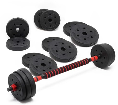 LUXTRI Hantelset 30 kg 2in1 Set Kurzhantel und Langhantel mit 16 Hantelscheiben verschiedene Hantelstangen Gewichte für Krafttraining Hanteln Training