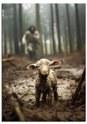 Onstthm Jesus Saving The Lost Lamb Leinwand-Kunst, christliche Wanddekoration, HD-Druck, Wandkunst für Wohnzimmer, Schlafzimmer, Dekoration, 50,8 x 76,2 cm, ungerahmt