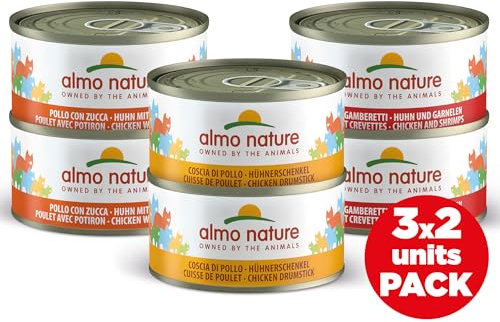 Almo Nature HFC Natural Nassfutter für Katzen - sortierte Rezepte mit Huhn - Packung mit 420 g (6 x 70 g)