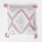 Homescapes Baumwoll-Dekokissen rosa-blau, Kissen 45x45 cm getuftet, Ethno-Kissen Boho Style mit Quasten