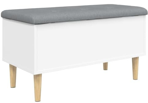 vidaXL Sitzbank mit Stauraum Weiß 82x42x46 cm Holzwerkstoff