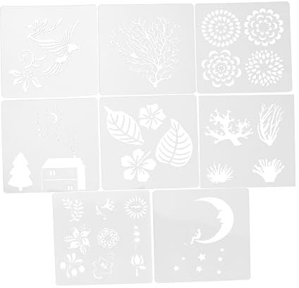 STOBOK 8stücke Teiliges Diy Sprühschablonen Kreative Malprojekte Wiederverwendbare Luftige Schablonen Mit Blumen Und Modemotiven Für Junge Mädchen Und Jugendliche Zum Zeichnen Und