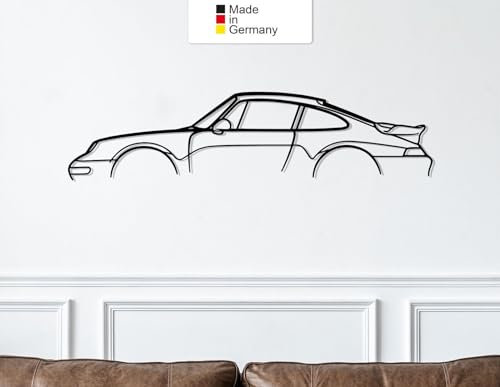 MetalGiftsWorld 911 Turbo Model 993, Metall Wandbild, Wanddeko, Auto Silhouette, Metal Wall Art (Größe: 69 cm (27))