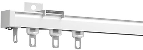 Vorhang Schiene 50–600 cm Gardinenschiene Deckenvorhangschiene, robuste Deckenschiene Gardinen Schienensystem, Aluminium-Vorhangschienen und Beschläge, Decken- oder Wandmontage (Color : White, Size