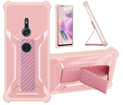 Aroepurt Hülle Für Sony Xperia Xz2 Hülle Case Handyhülle Schutzhülle Cover [mit gehärtetem Glas-Screen-Protector] Hybrid [Folding Support Magnetic] [Frosted Anti-Fingerprint] Rosa