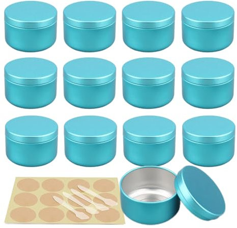 PQPAUTY 20 Stück Leere 50 ml Rund Blau Aluminium Schraubdose Cremedose Alu-Tiegel Dosen 50g Aludose Blechdosen für Kosmetik Kerze Salben