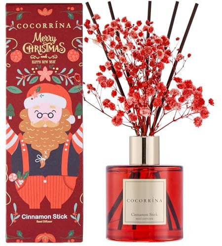 COCORRÍNA Raumduft mit 8 Duftstäbchen 200ml- Cinnamon Stick, Natürlich, Langanhaltend, Home Duft ätherisches Öl Reed Diffuser für Badezimmer Regal Dekoration