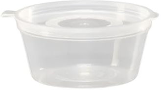 Hinged Lid Clear Plastic Reusable Sauce Pots - 2oz Sauce Pots with Lid, Ideal for Takeaway, Freezing, Storage, Plastic Deli Containers with Lids, Plastic Storage Box with Lid (60 ML, 100 Pack)