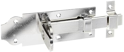 Alberts 841027 Schlossriegel | gerade, mit flachem Griff und befestigter Schlaufe | Edelstahl | Platte 140 x 52 mm | 10er Set