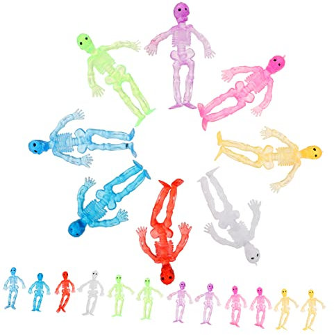 Alasum 20stücke Bunte Elastische Skelette Spielzeug Skelette Für Stressabbau Party Dekoration Und Spielspaß Wiederverwendbar Und Waschbar Für Erwachsene